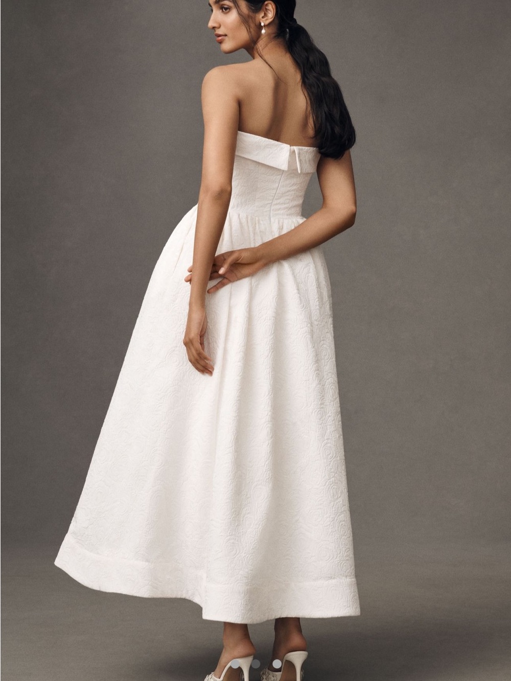 BHLDN Strapless Drop waist fit and flare jacquard maxi dress - Picture 2 of 2